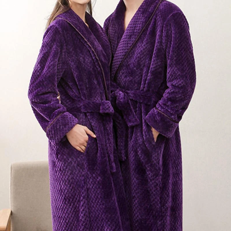 Trendy Ownkoti Puffy Fleece Pajama Long Bathrobe Contemporary