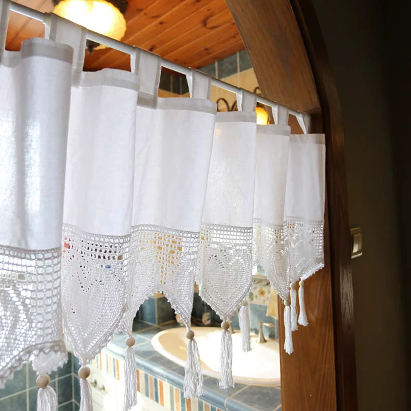 Breathable Ownkoti White Cotton Cabinet Curtain Short Curtain Sustainable