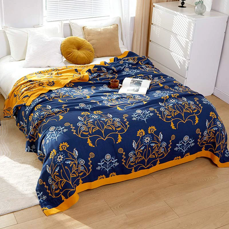 Authentic Ownkoti Dianthus Flower Cotton Gauze Reversible Quilt Casual