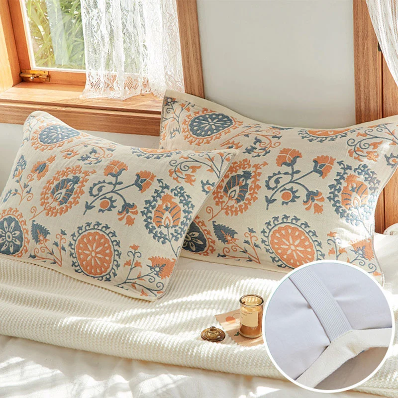 Dependable Ownkoti Floral Print Pillow Towel with Fixed Rope 2PCS Trusted
