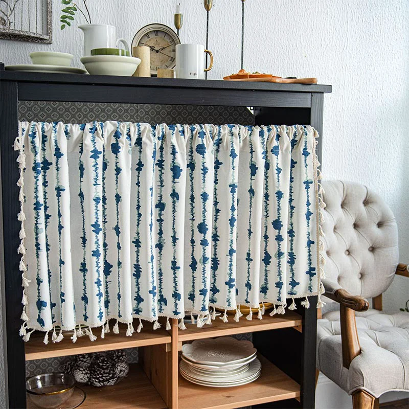 Easy-to-Use Ownkoti Blue ECG Tassel Cabinet Curtain Efficient