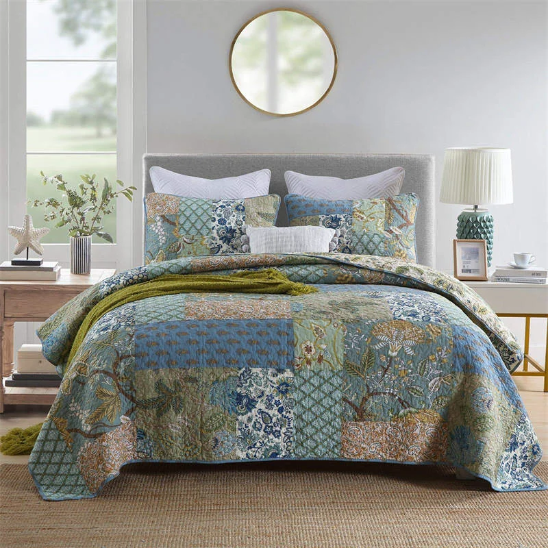 Consistent Ownkoti Bohemian Floral Stitching Quilt with Pillowcases Responsible
