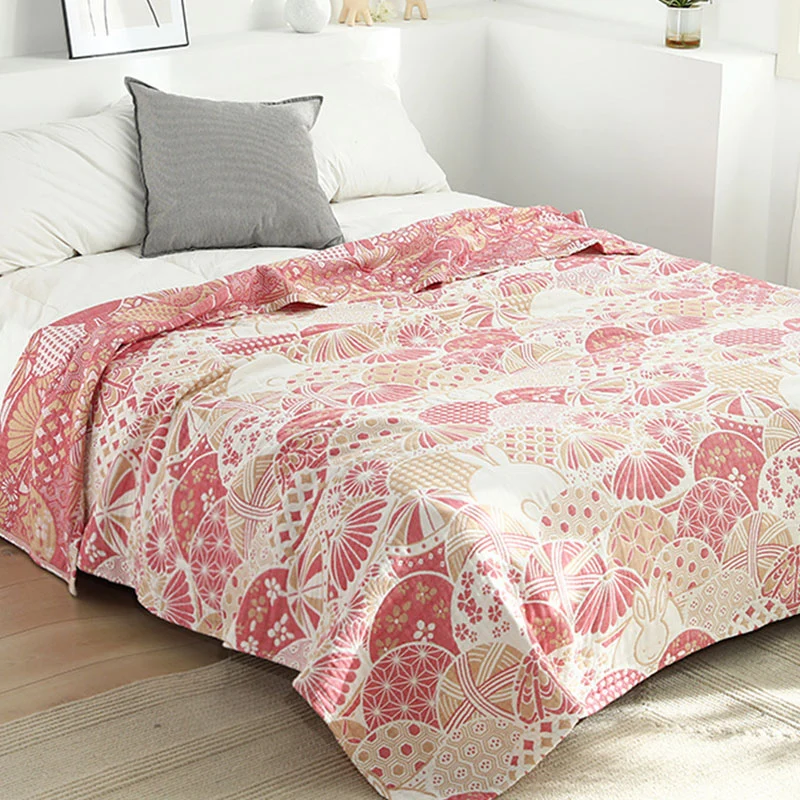 Soft Ownkoti Rabbit Shell Pattern Cotton Reversible Quilt Sophisticated