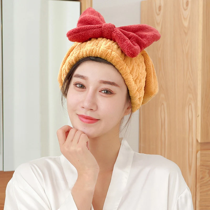 Classic Ownkoti Bowknot Elastic Band Hair Drying Hat High-End