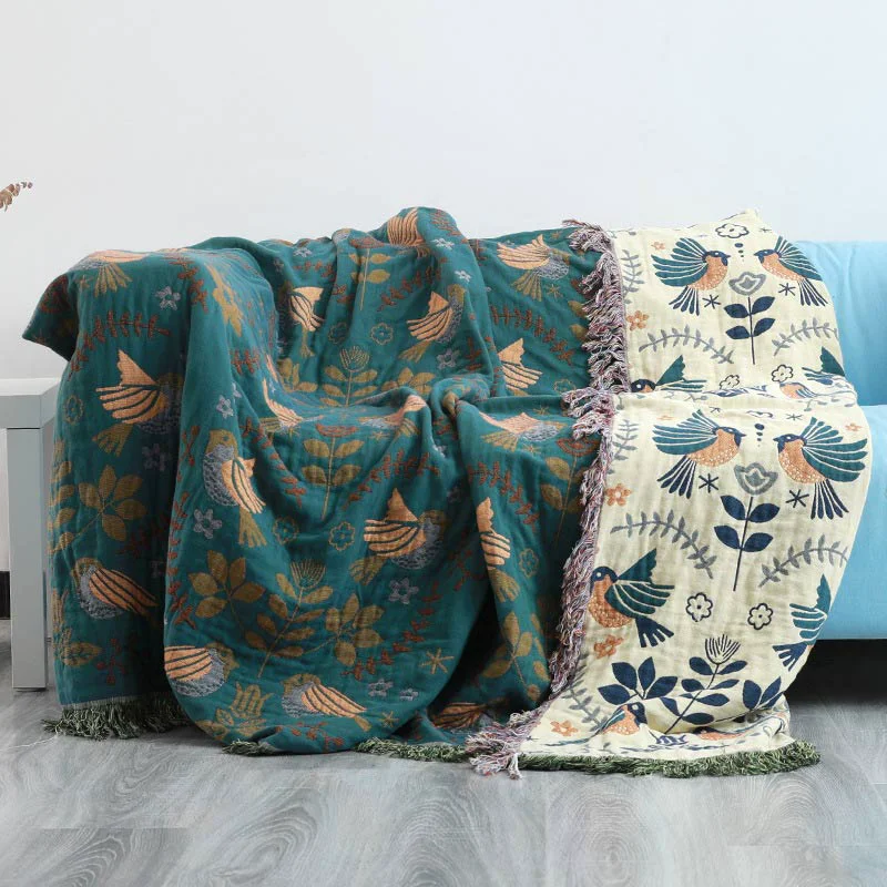 Consistent Ownkoti Boho Breathable Flower Bird Reversible Blanket Soft