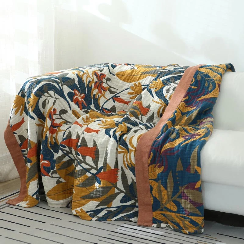 Original Design Ownkoti Goldenrod Flower Reversible Cotton Sofa Blanket World-Class
