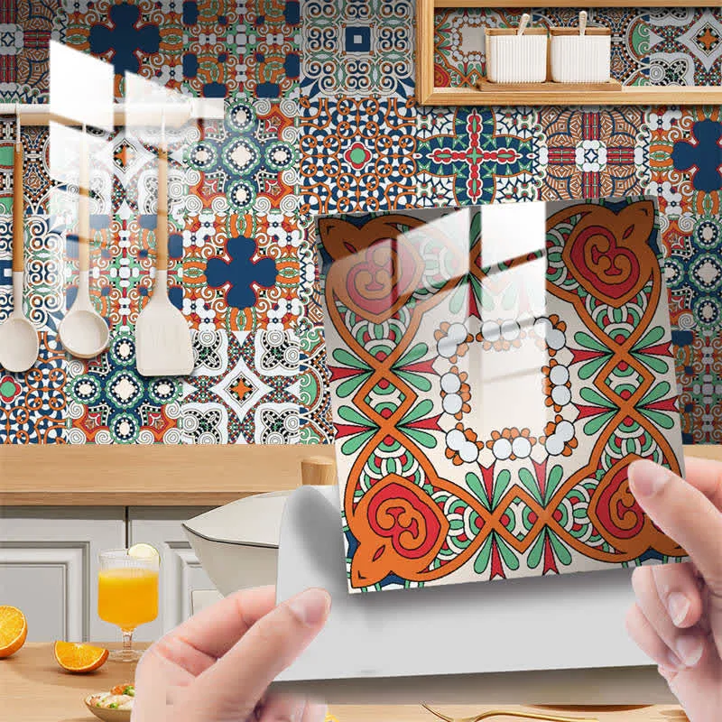 Elegant Ownkoti Bohemian Mixed Pattern Wallpaper Wall Sticker 10PCS Solid