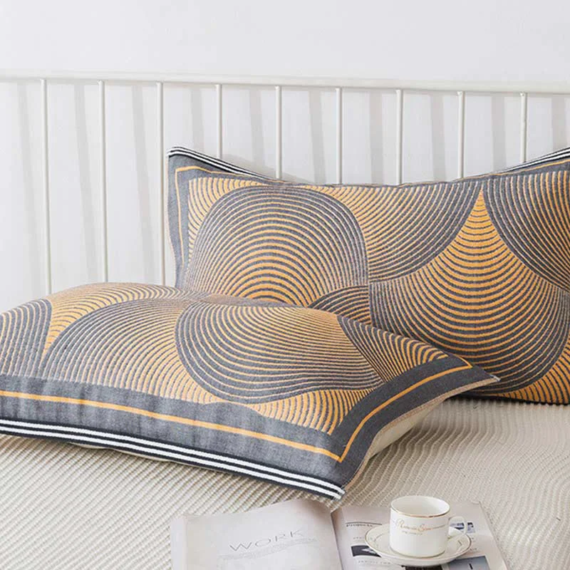 Modern Ownkoti Circle Stripe Breathable Pillow Towel 2PCS Convenient