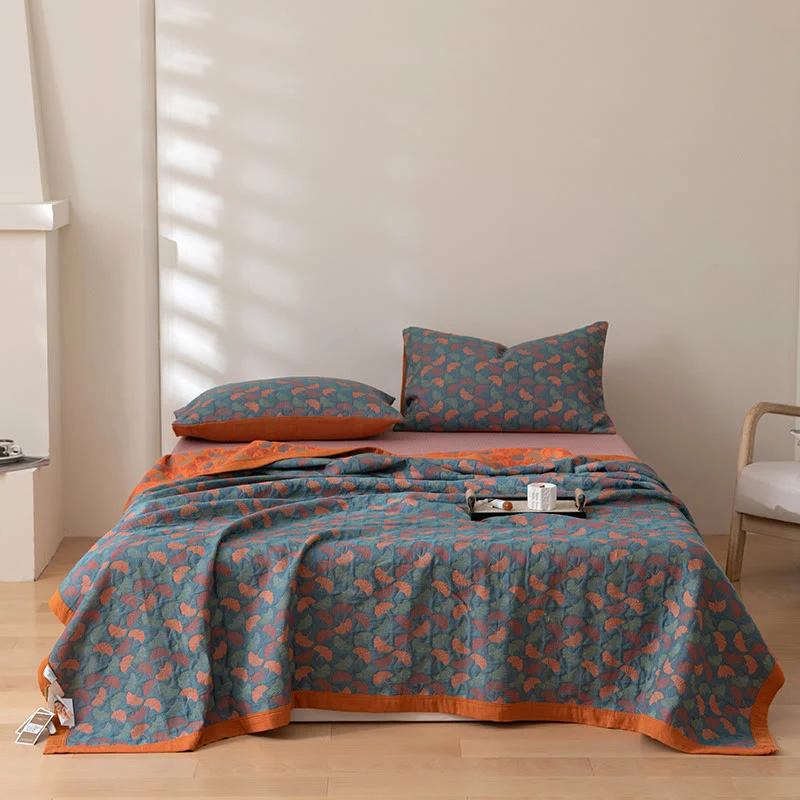 Expertly Made Ownkoti Pastoral Ginkgo Leaf Pattern Cotton Reversible Quilt Original