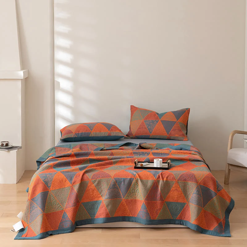 Official Ownkoti Triangle Pattern Print Cotton Reversible Quilt Reliable