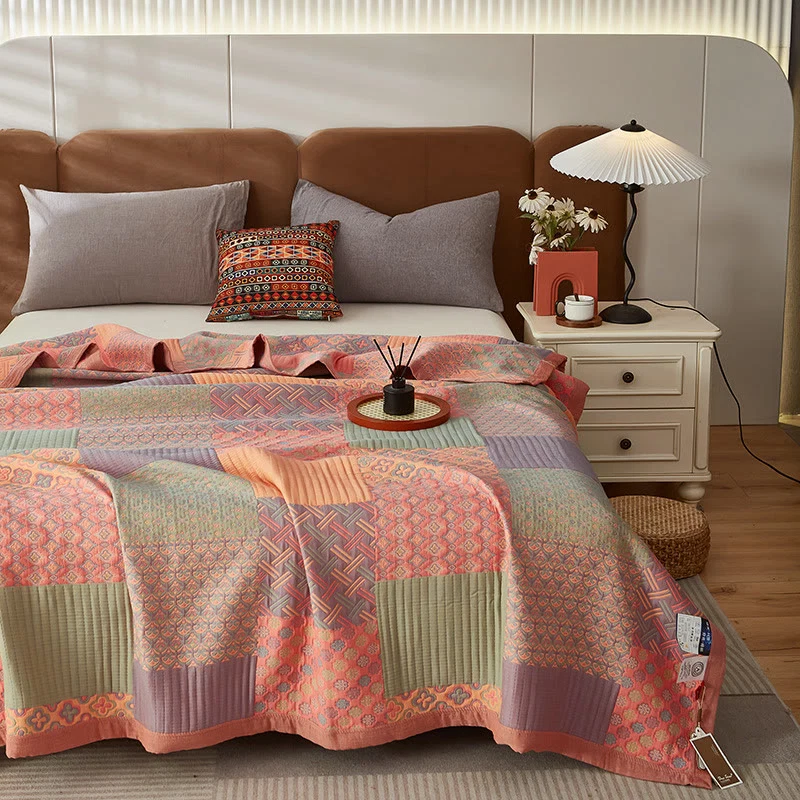 Superior Ownkoti Colorful Square Pattern Cotton Reversible Quilt Classic