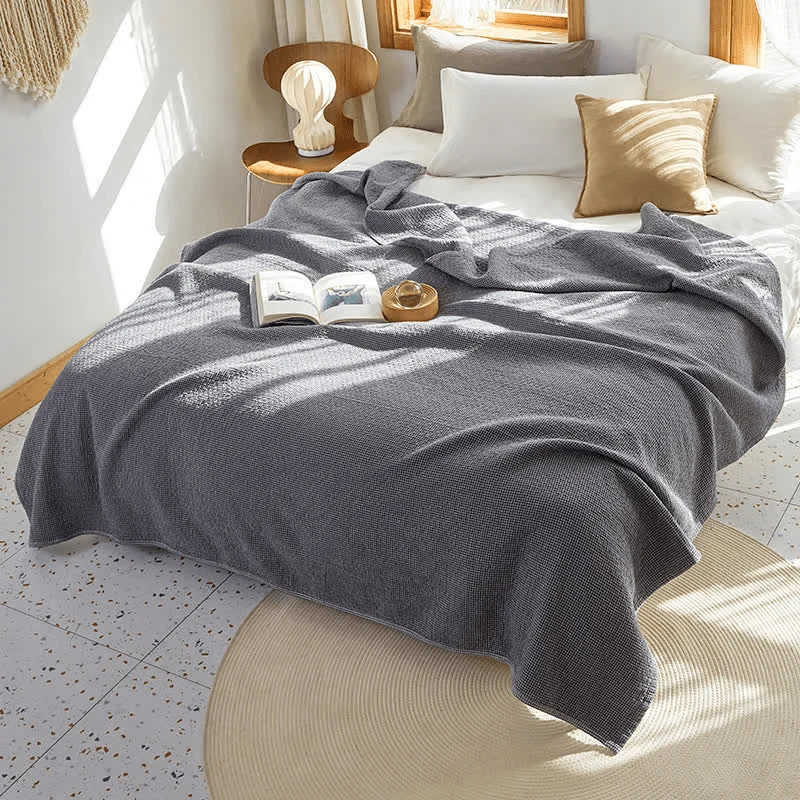 Unique Ownkoti Solid Grid Print Cotton Reversible Quilt Top-Quality