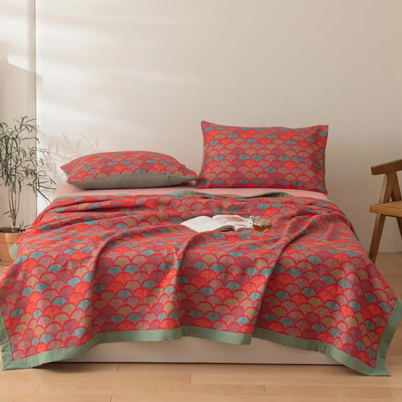 Contemporary Ownkoti Brightful Fish Scales Cotton Reversible Quilt Effective