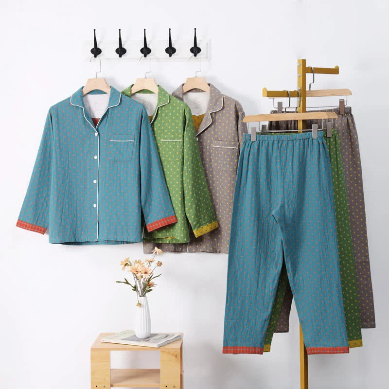 Modern Ownkoti Checkered Jacquard Cotton Loungewear Set Convenient