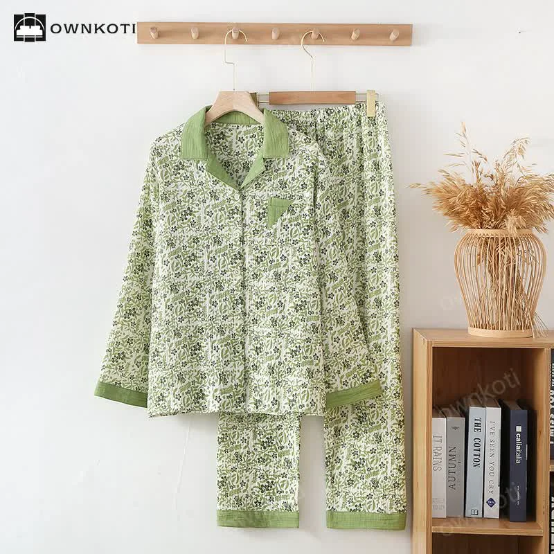 Genuine Ownkoti Pastoral Style Floral Cotton Loungewear Set Recyclable