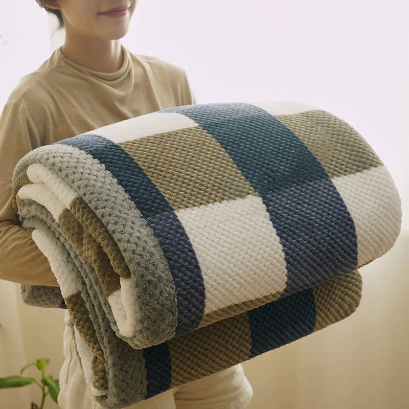 Efficient Ownkoti Plaid Warm Coral Fleece Throw Blanket Breathable