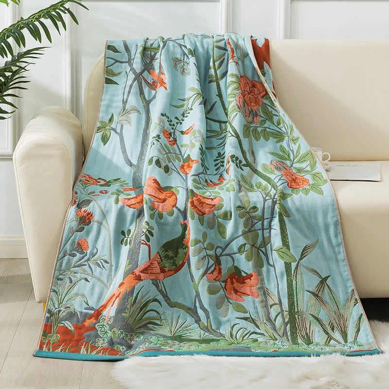 Optimized Ownkoti Floral Four Layers Gauze Bath Towel Fashionable