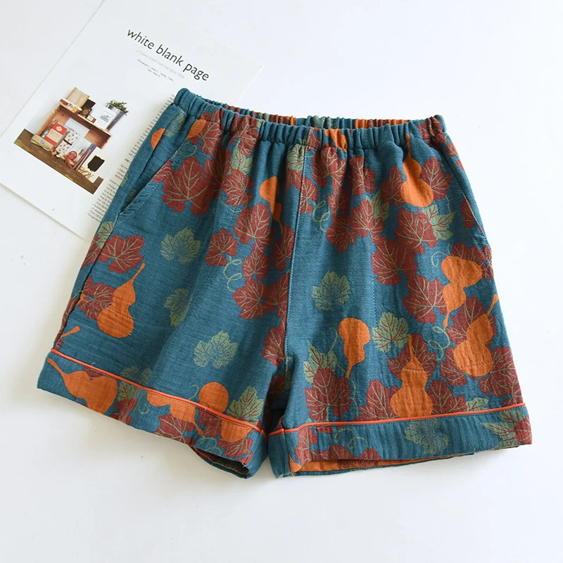 Premium Ownkoti Double Layers Cotton Gauze Gourd Pajama Shorts Secure