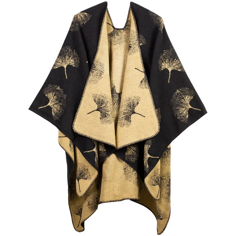 Soft Ownkoti Luxurious Ginkgo Leaf Travel Shawl Cape Eco-Friendly