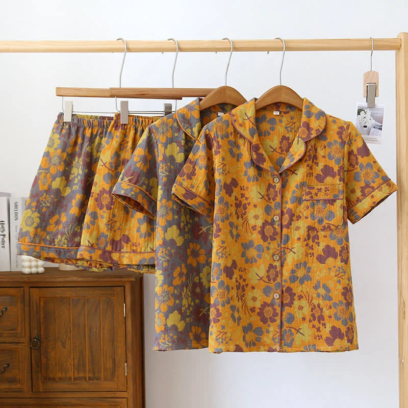 Original Design Ownkoti Short-sleeve Shorts Floral Cotton Pajama Set Luxury