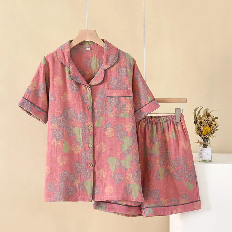 Fine Ownkoti Jacquard Gourd Cotton Gauze Pajama Set Traditional