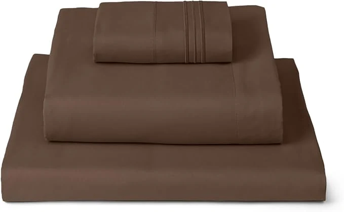 Elite Mellanni Twin XL Sheets Set - 3 PC Iconic Collection Bedding - Hotel Luxury Extra Soft Cooling Bed Sheets - Wrinkle Fade Stain Resistant Twin Extra Long Brown Secure