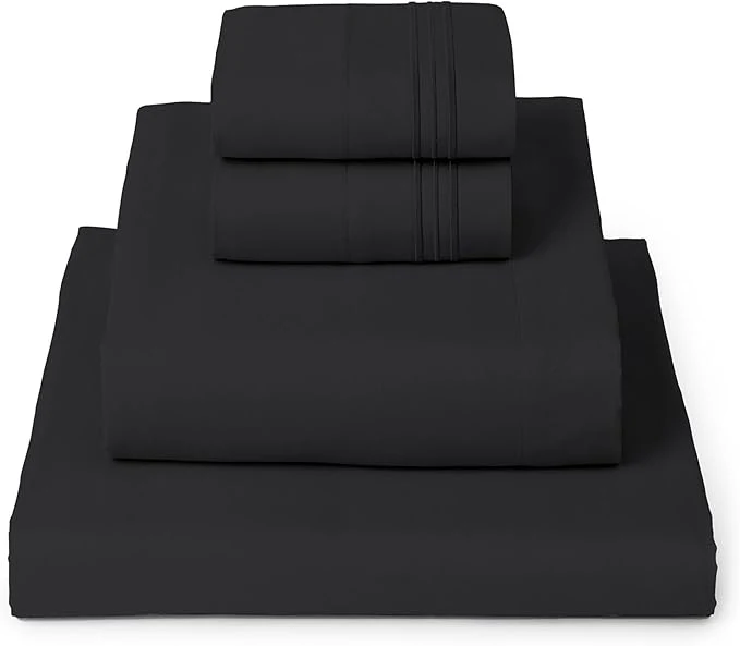 Original Mellanni California King Sheets Set - 4 PC Iconic Collection Bedding - Hotel Luxury Extra Soft Cooling Bed Sheets - Wrinkle Fade Stain Resistant Cal King Black Casual