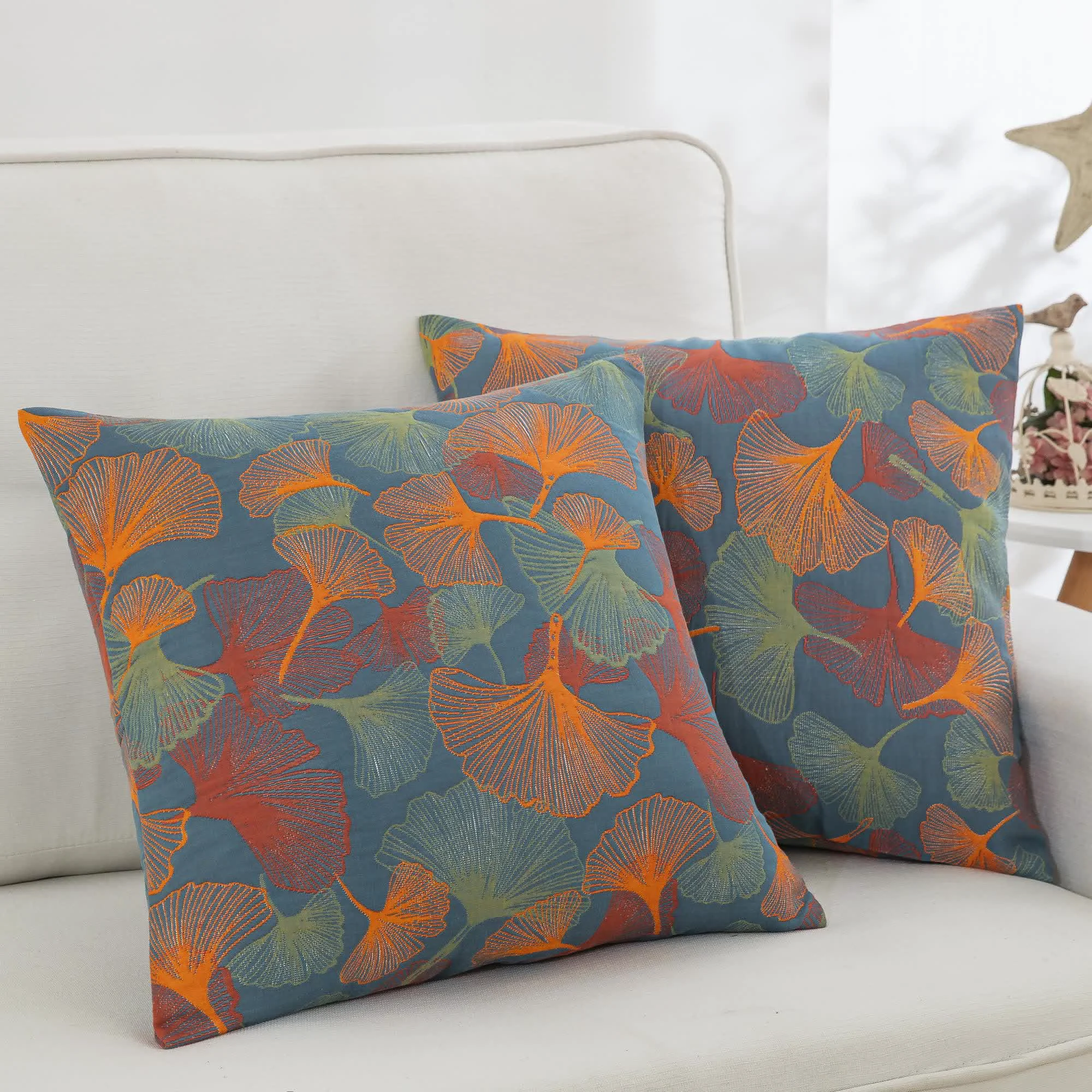 Next-Generation Ownkoti Yarn-dyed Ginkgo Leaf Cotton Gauze Pillowcases 2PCS Sophisticated