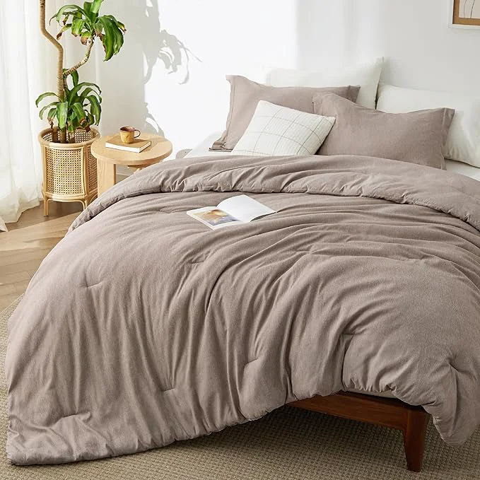 Smart Bedsure Oversized Queen Comforter Set - Khaki Soft Bedding for All Seasons Cationic Dyed Bed Set 3 Pieces 1 Oversized Queen Size Comforter 98 quot x98 quot and 2 Pillow Shams 20 quot x36 quot 2 quot Sophisticated