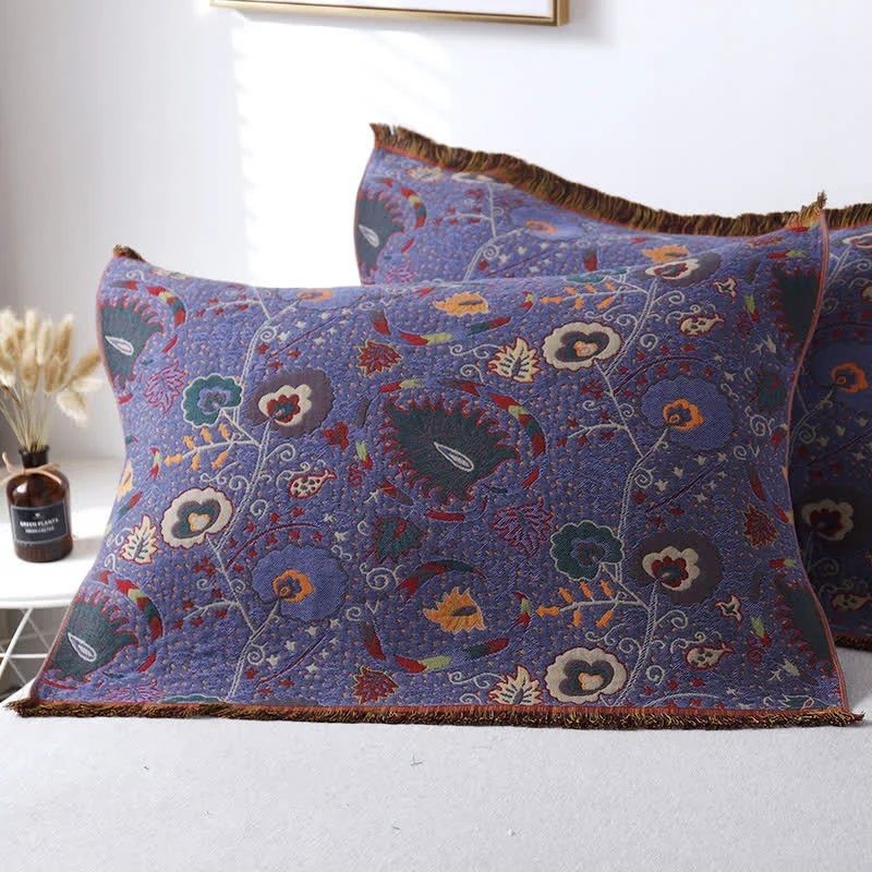 Official Ownkoti Cotton Gauze Vintage Floral Pillow Towel 2PCS Proven