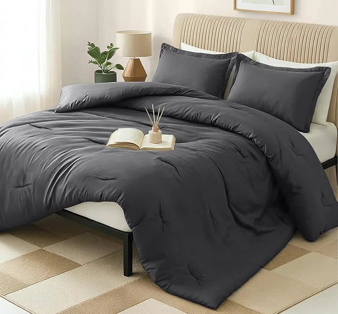 Sophisticated Queen Comforter Set 3 Piece Grey by Utopia Bedding Comforters Queen Size Bedding Comforters Sets Down Soft Bed Set 1 Comforter 88 x 88 inches 2 Pillow Shams 20 x 26 inches Organic