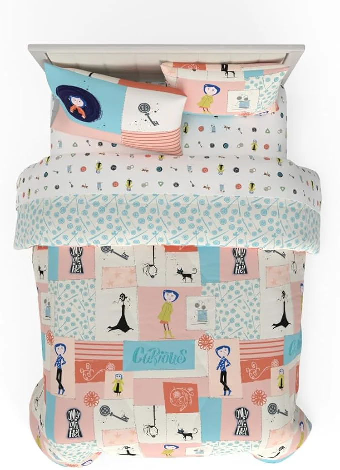 Recyclable Coraline Kids Bedding Super Soft amp Cozy Reversible Microfiber Comforter and Sheet Set with Sham 7 Piece Full Size ly Licensed Product By Franco Premium Material