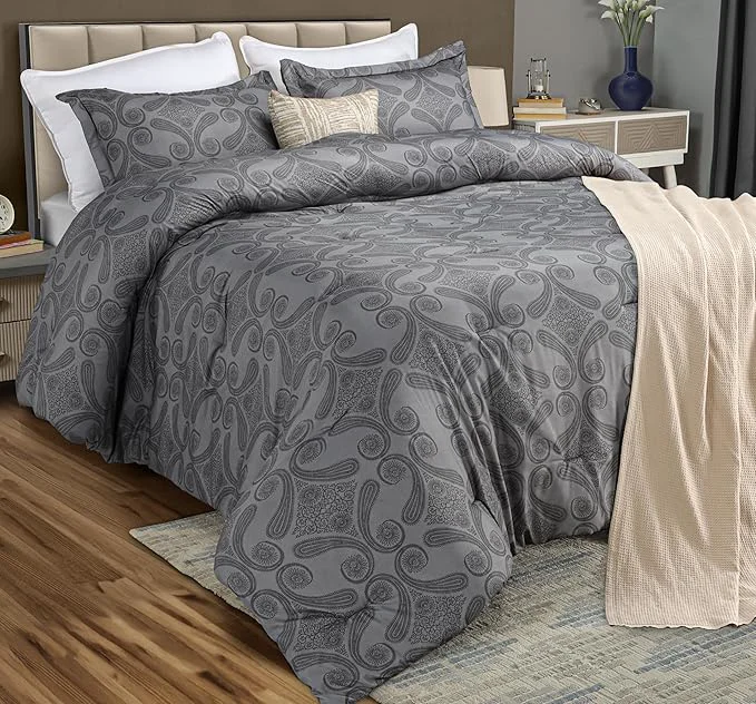 Organic Queen Comforter Set 3 Piece Paisley Grey by Utopia Bedding Floral Comforters Queen Size Bedding Comforters Set Down Soft Bed Set 1 Comforter 88 x 88 inches 2 Pillow Shams 20 x 26 inches Trusted
