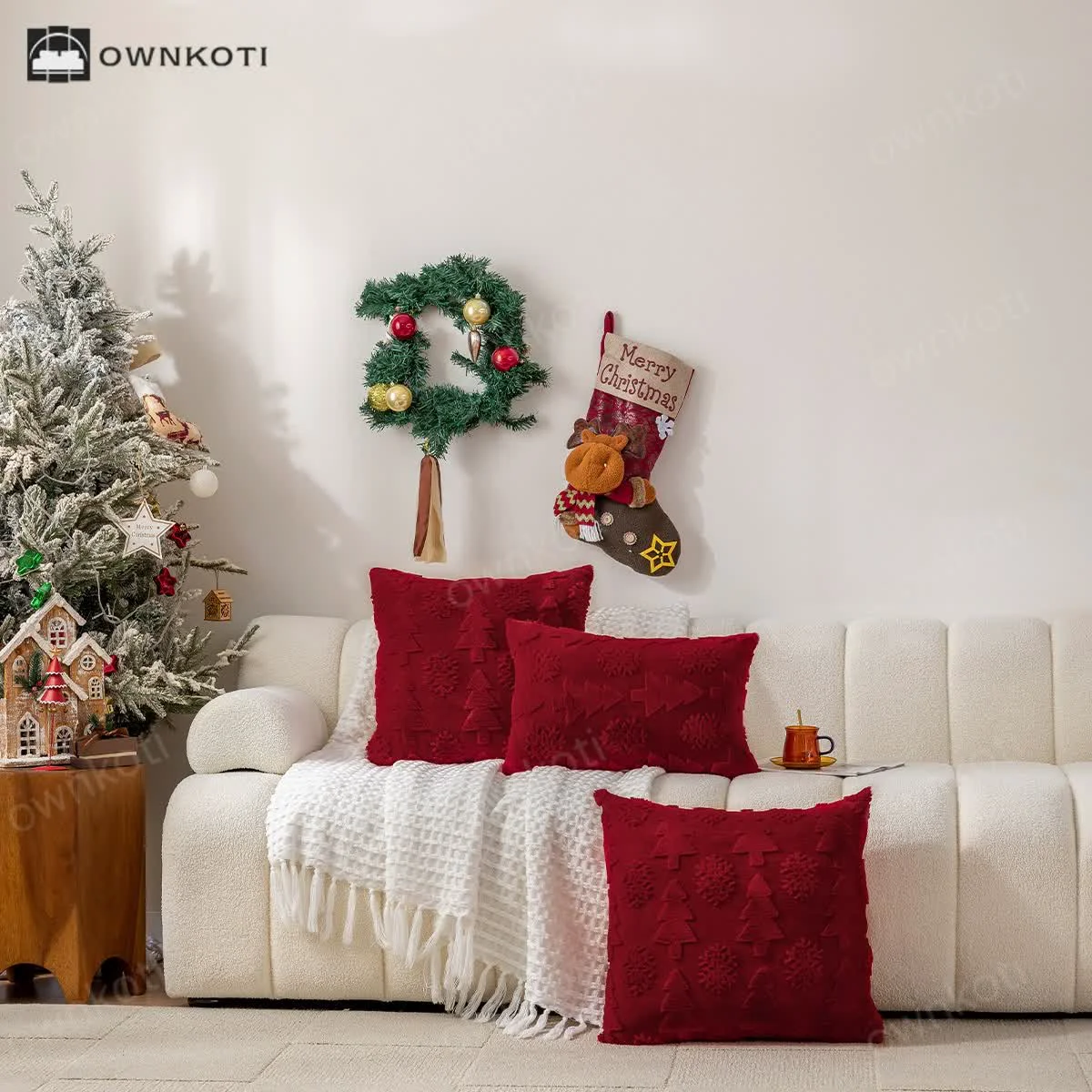Safe Ownkoti Jacquard Christmas Tree Decortaive Pillowcase Organic