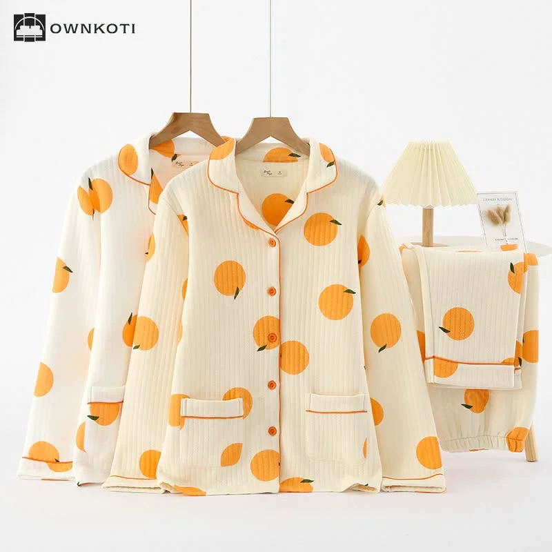 Fine Ownkoti Air Cotton Rural Orange Loungewear Set Comfortable