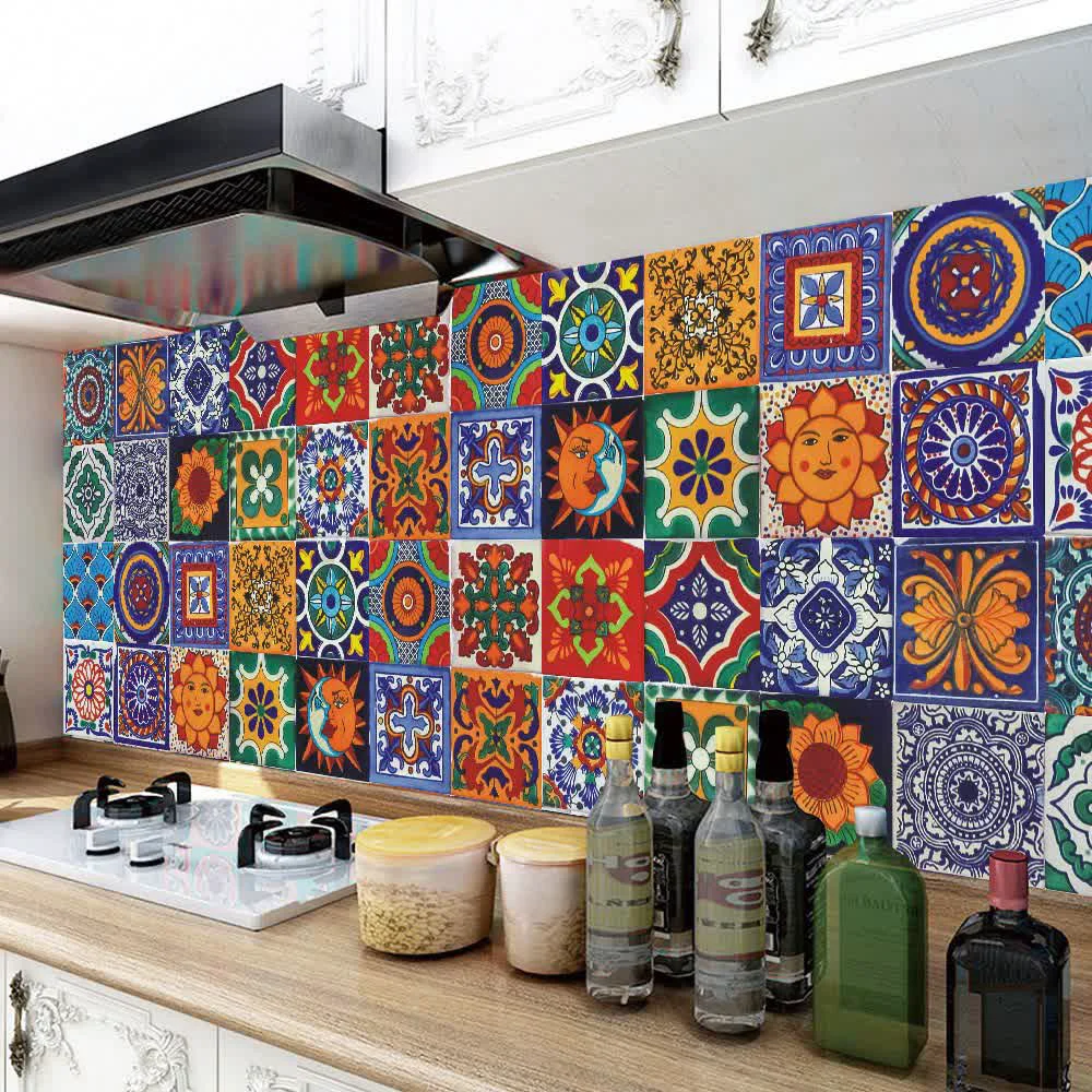 Exceptional Ownkoti Talavera Bohemian Waterpoof Wall Sticker 24PCS Stylish