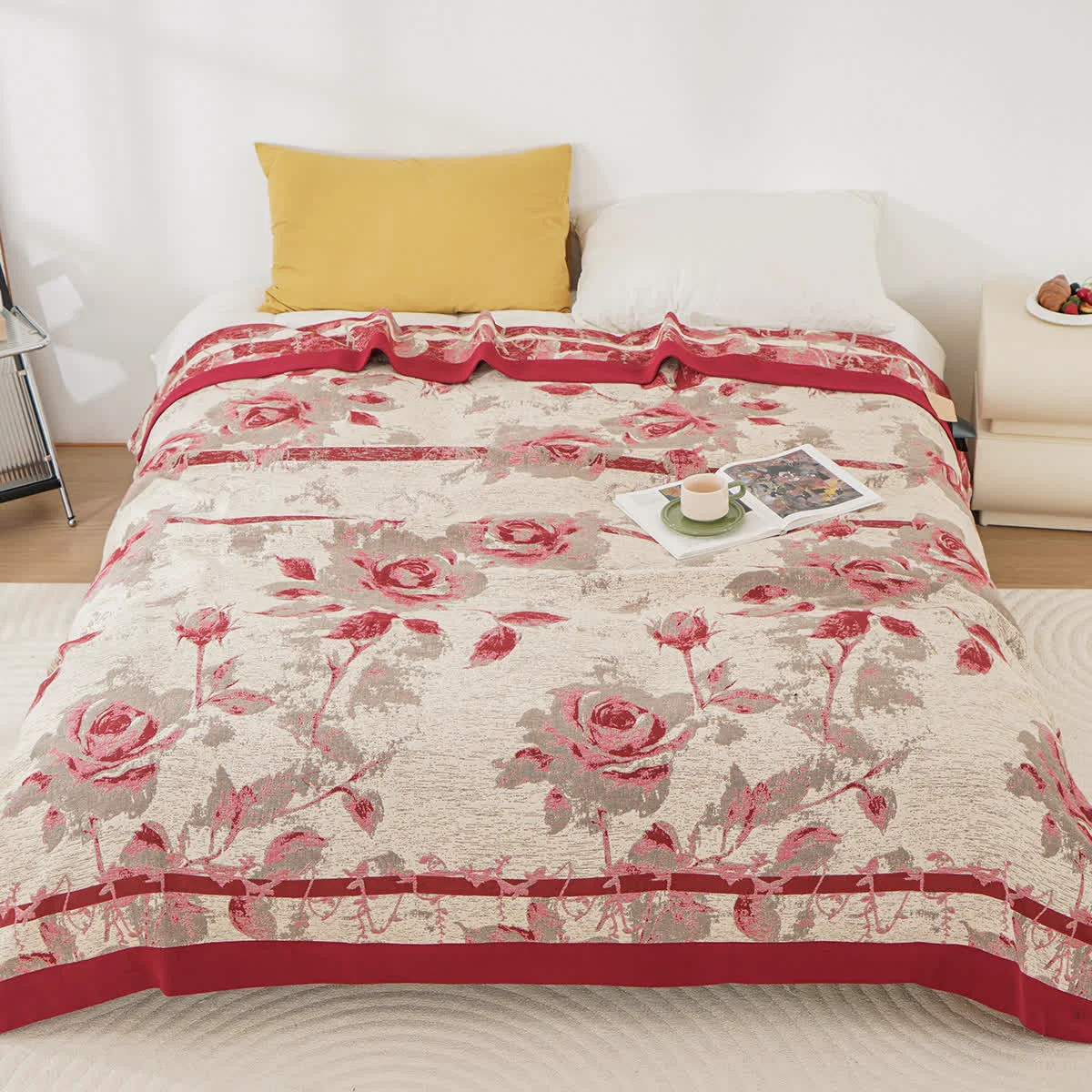Modern Ownkoti Cotton Gauze Rose Print Comfy Quilt World-Class