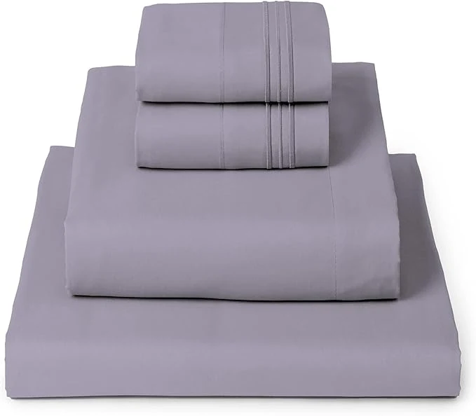 Certified Mellanni Queen Sheets Set - 4 PC Iconic Collection Bedding - Hotel Luxury Extra Soft Cooling Bed Sheets - Wrinkle Fade Stain Resistant Queen Hazy Lilac Sustainable