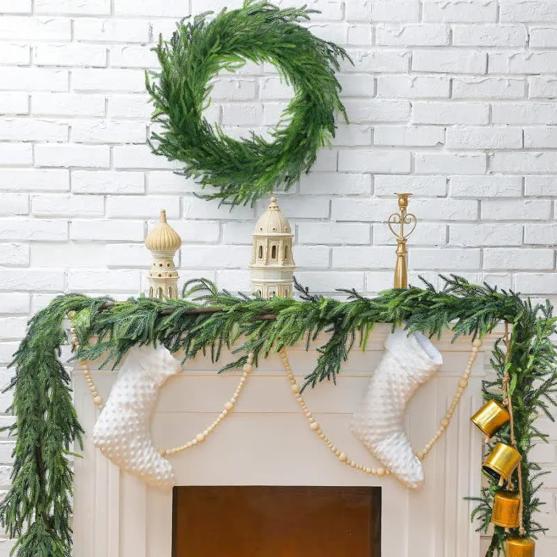 Excellent Ownkoti Christmas Artificial Faux Norfolk Pine Mantel Decor Easy-to-Use