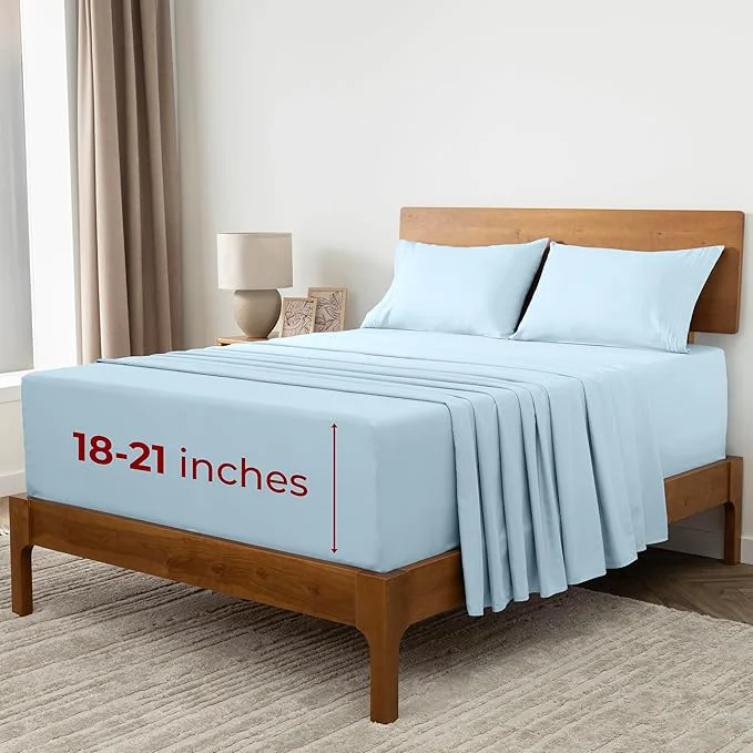 Unique Mellanni Extra Deep Queen Sheets - 4 PC Iconic Collection Bedding - Hotel Luxury Ultra Soft Cooling Bed Sheets - Wrinkle Fade Stain Resistant Queen Aqua Clean