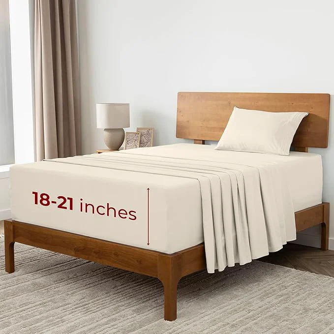 Enhanced Mellanni Extra Deep Twin XL Sheets - 3 PC Iconic Collection Bedding - Luxury Ultra Soft Cooling Bed Sheets - Wrinkle Fade Stain Resistant Twin Extra Long Golden Ivory High-Grade