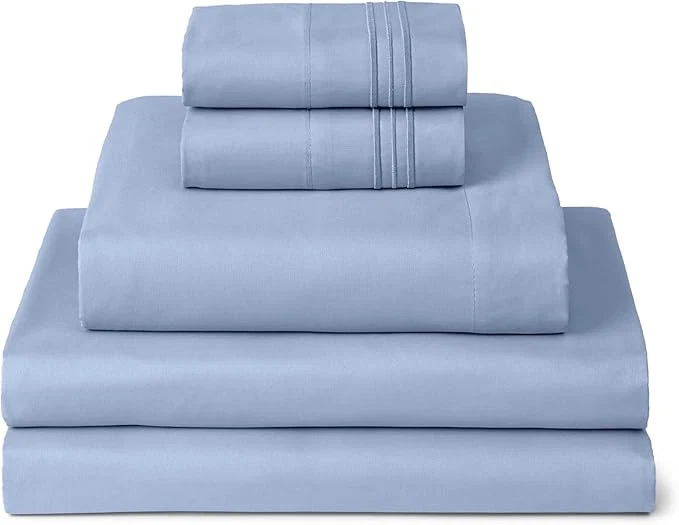 Efficient Mellanni Split King Sheets Set - 5 PC Iconic Collection Bedding - Hotel Luxury Extra Soft Cooling Bed Sheets - Wrinkle Fade Stain Resistant Split King Sky Blue Superior