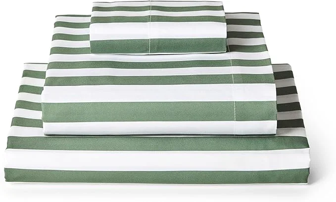 Proven Mellanni Twin XL Sheets Set - 3 PC Iconic Collection Bedding - Hotel Luxury Extra Soft Cooling Bed Sheets - Wrinkle Fade Stain Resistant Twin Extra Long Oxford Stripe Sage Natural