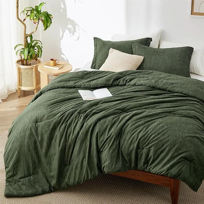 Outstanding Bedsure Full Comforter Set - Dark Green Soft Bedding for All Seasons Cationic Dyed Bed Set 3 Pieces 1 Full Size Comforter 82 quot x86 quot and 2 Pillow Shams 20 quot x26 quot 2 quot Flexible