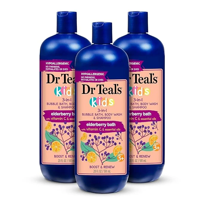 High-End Dr Teal's Kids 3-in-1 Bubble Bath Body Wash Shampoo Boost Renew Elderberry Dependable