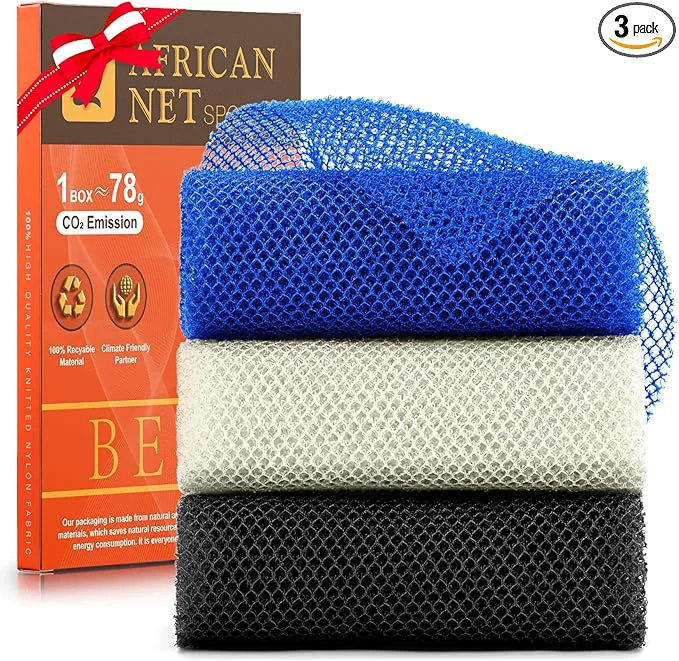 Original UJFQBH 3 Pieces African Bath Sponge African Net Long Net Bath Sponge Proven