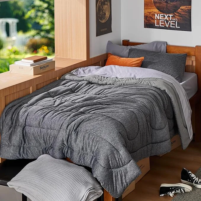 Expertly Made Bedsure Twin Twin XL Comforter Set - Cooling and Warm Bed Set Dark Grey Reversible Bedding for All Season 2 Pieces 1 Twin Twin XL Size Comforter 68 quot x88 quot and 1 Pillow Case 20 quot x26 quot Green
