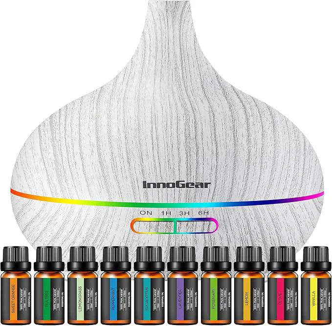 Detailed InnoGear Aromatherapy Diffuser 10 Essential Oils Set 400ml Diffuser Premium