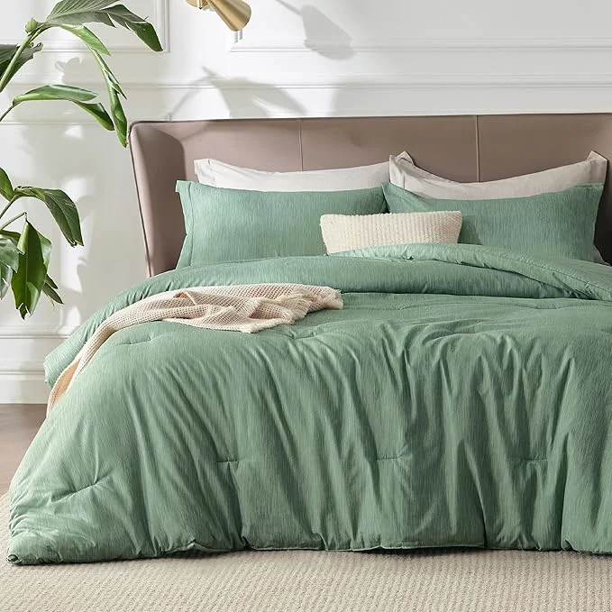 Selected Bedsure King Size Comforter Set - Green Soft Bedding for All Seasons Cationic Dyed Bed Set 3 Pieces 1 King Size Comforter 104 quot x90 quot and 2 Pillow Shams 20 quot x36 quot 2 quot World-Class