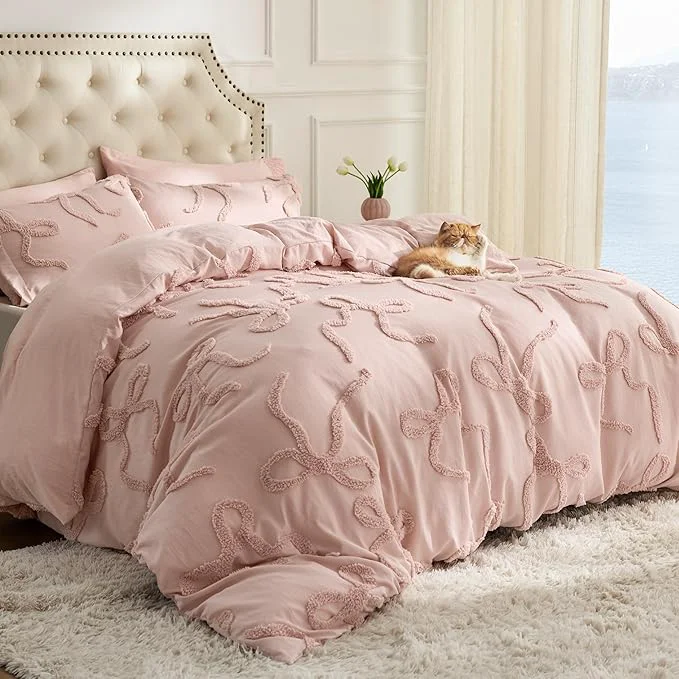 Natural Bedsure Tufted Rose Pink King Comforter Set GentleSoft™ 3 Pieces Bow Cute Bedding Pink Room Decor Gifts for Girls Teens Women All Seasons 1 Bed Comforter 2 Pillow Shams 104x90 Inches Smooth